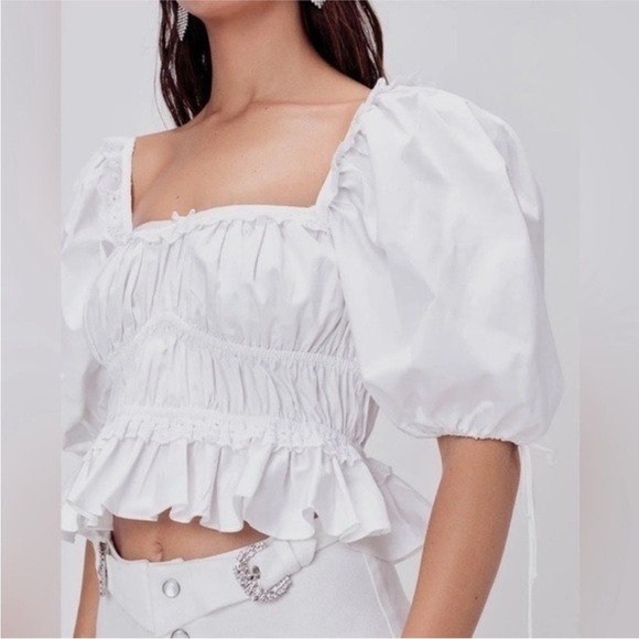 For Love and Lemons Jackson Puff Sleeve
Crop Top white size XL - Picture 2 of 12